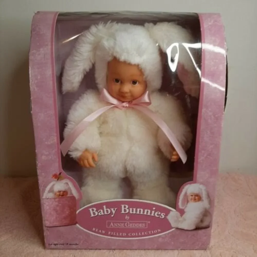 2005 Anne Geddes Baby Bunnies Bean Filled Bunny Rabbit Baby Brown Eyes